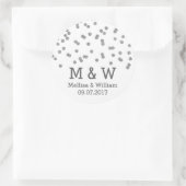Monogram Silver Confetti Gastgeschenk Hochzeit Tag Runder Aufkleber (Tasche)