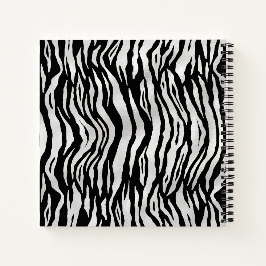 Monogram Silver Foil Black Tiger Print Sketchbook Notizblock (Rückseite)