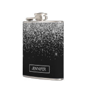 Monogram Silver Glam Glitzer Sparkname Flachmann (Links)