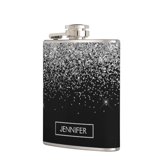 Monogram Silver Glam Glitzer Sparkname Flachmann (Links)