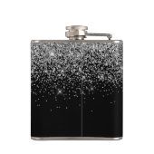 Monogram Silver Glam Glitzer Sparkname Flachmann (Rückseite)