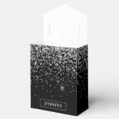 Monogram Silver Glam Glitzer Sparkname Geschenkschachtel (Geöffnet)