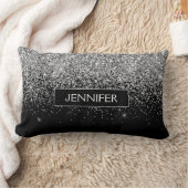 Monogram Silver Glam Glitzer Sparkname Lendenkissen (Decke)