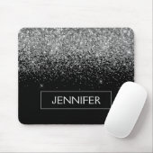 Monogram Silver Glam Glitzer Sparkname Mousepad (Mit Mouse)