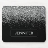 Monogram Silver Glam Glitzer Sparkname Mousepad (Vorne)