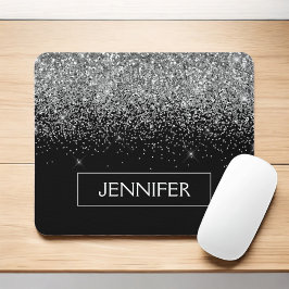 Monogram Silver Glam Glitzer Sparkname Mousepad