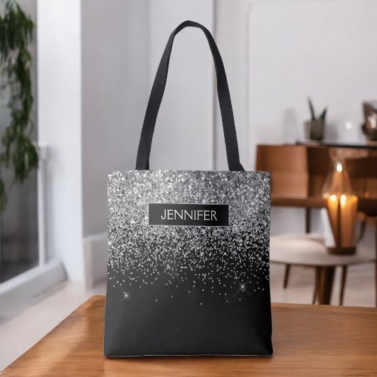 Monogram Silver Glam Glitzer Sparkname Tasche