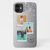 Monogram Silver Glitzer Foto Template iPhone 11 Case-Mate iPhone Hülle (Rückseite)