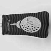Monogram Silver Glitzer Golf Ball auf Zickzack Headcover (Vorderseite)
