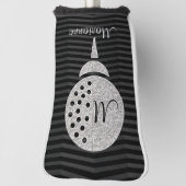 Monogram Silver Glitzer Golf Ball auf Zickzack Headcover (Rotieren 90)