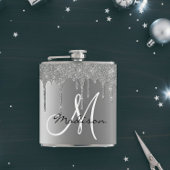 Monogram Silver Glitzer Tropfen Girly Flachmann