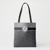 Monogram Silver Glitzer und Black Fashion Chic Tasche (Vorderseite)