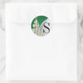 Monogram Silver, Gold und Green Frohe Weihnachten Runder Aufkleber (Tasche)