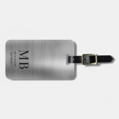 Monogram Silver Graue gebürstete Imitate Metallic  Gepäckanhänger (Vorderseite horizontal)
