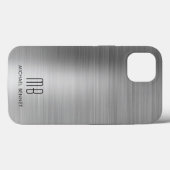 Monogram Silver Gray Brushed Metal Case-Mate iPhone Hülle (Rückseite (Horizontal))