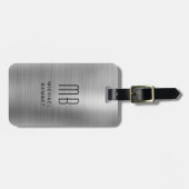 Monogram Silver Gray Brushed Metallic Gepäckanhänger (Vorderseite horizontal)