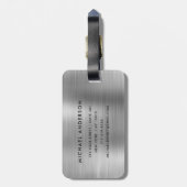 Monogram Silver Gray Brushed Metallic Pass Gepäckanhänger (Rückseite vertikal)