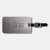 Monogram Silver Grey Brushed Metallic Pass Gepäckanhänger (Vorderseite horizontal)