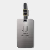 Monogram Silver Grey Brushed Metallic Pass Gepäckanhänger (Vorderseite vertikal)