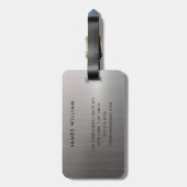 Monogram Silver Grey Brushed Metallic Pass Gepäckanhänger (Rückseite vertikal)