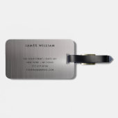 Monogram Silver Grey Brushed Metallic Pass Gepäckanhänger (Rückseite horizontal)