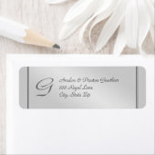 Monogram Silver Imitats Metal Wedding Address Labe (Insitu)