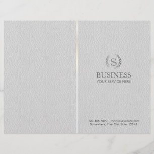 Monogram Silver Laurel Wreath Gray Leather Bi-Falt
