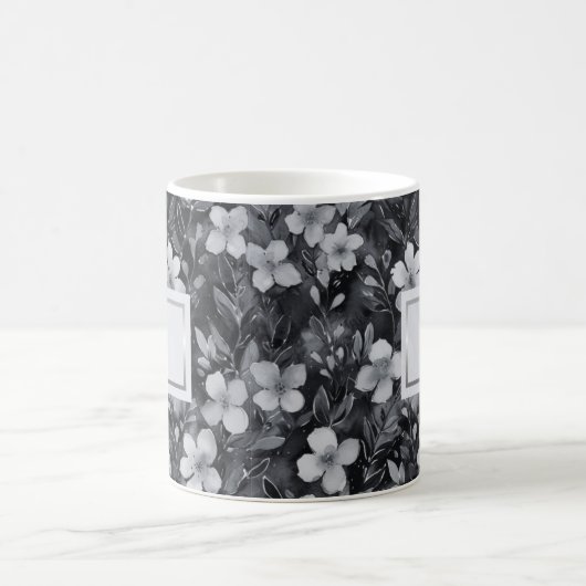 Monogram Silver Letter Floral Aquarell Kaffeetasse (Mittel)