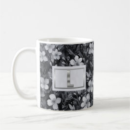 Monogram Silver Letter Floral Aquarell Kaffeetasse