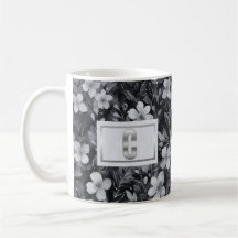 Monogram Silver Letter Floral Aquarell