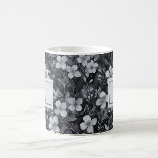 Monogram Silver Letter Floral Aquarell Kaffeetasse (Mittel)