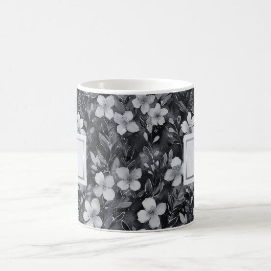 Monogram Silver Letter Floral Aquarell Kaffeetasse (Mittel)