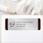 Monogram Silver Metal Black Wedding Address Label (Insitu)