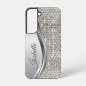 Monogram Silver Metal Glitzer sieht blass aus Samsung Galaxy Hülle (Rückseite)