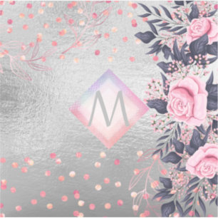 Monogram Silver Navy Rosegold Girly Newlyweds Gesc Aufkleber