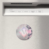 Monogram Silver Navy Rosegold Girly Newlyweds Gesc Magnet (In Situ (Geschirrspüler))