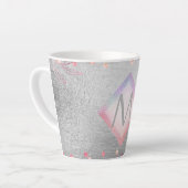 Monogram Silver Navy Rosegold Girly Newlyweds Gesc Milchtasse (Linke Ecke)