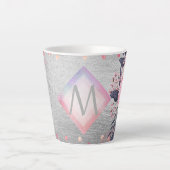Monogram Silver Navy Rosegold Girly Newlyweds Gesc Milchtasse (Vorderseite)