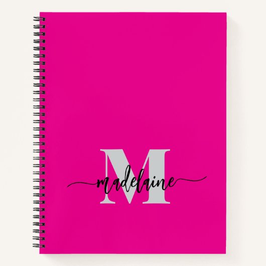 Monogram Silver Pink Black Personal Notizblock (Vorderseite)