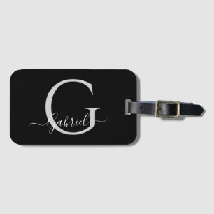 Monogram Silver Schwarz-weiß Personal Travel Gepäckanhänger