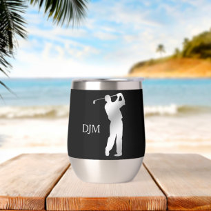 Monogram Silver Silhouette Golfer auf Schwarz