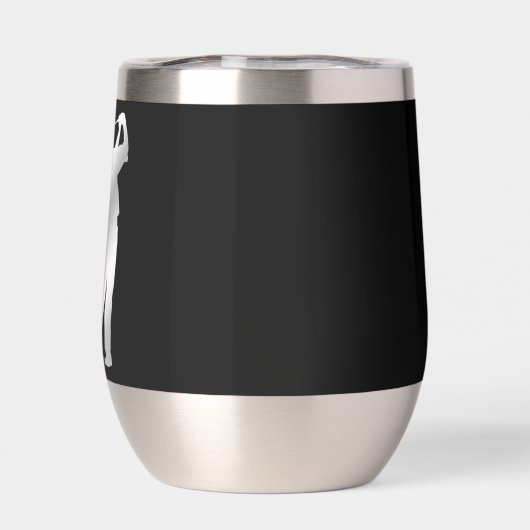 Monogram Silver Silhouette Golfer auf Schwarz (Rückseite)