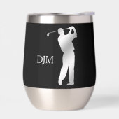 Monogram Silver Silhouette Golfer auf Schwarz (Links)