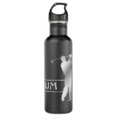 Monogram Silver Silhouette Golfer Edelstahlflasche (Vorderseite)