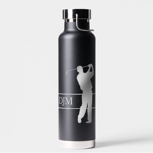 Monogram Silver Silhouette Golfer Trinkflasche (Links)