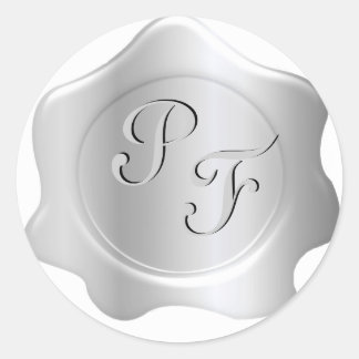 Monogram Silver Tone Wax Siegel Druckaufkleber Runder Aufkleber