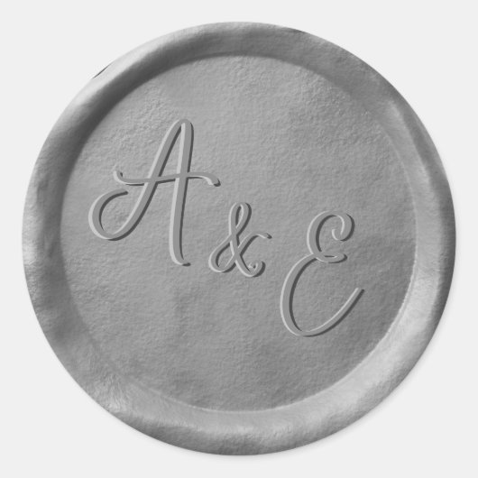 Monogram Silver Wax Siegel Wedding Stickers (Vorderseite)