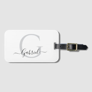 Monogram Silver White Black Personal Travel Gepäckanhänger