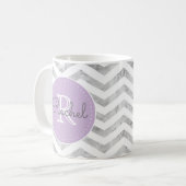Monogram Silver Zickzack Pattern Lavendel Lila Kaffeetasse (Vorderseite Links)