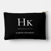 Monogram Simple Black Chic Elegant Monogrammed Zubehörtasche (Rückseite)